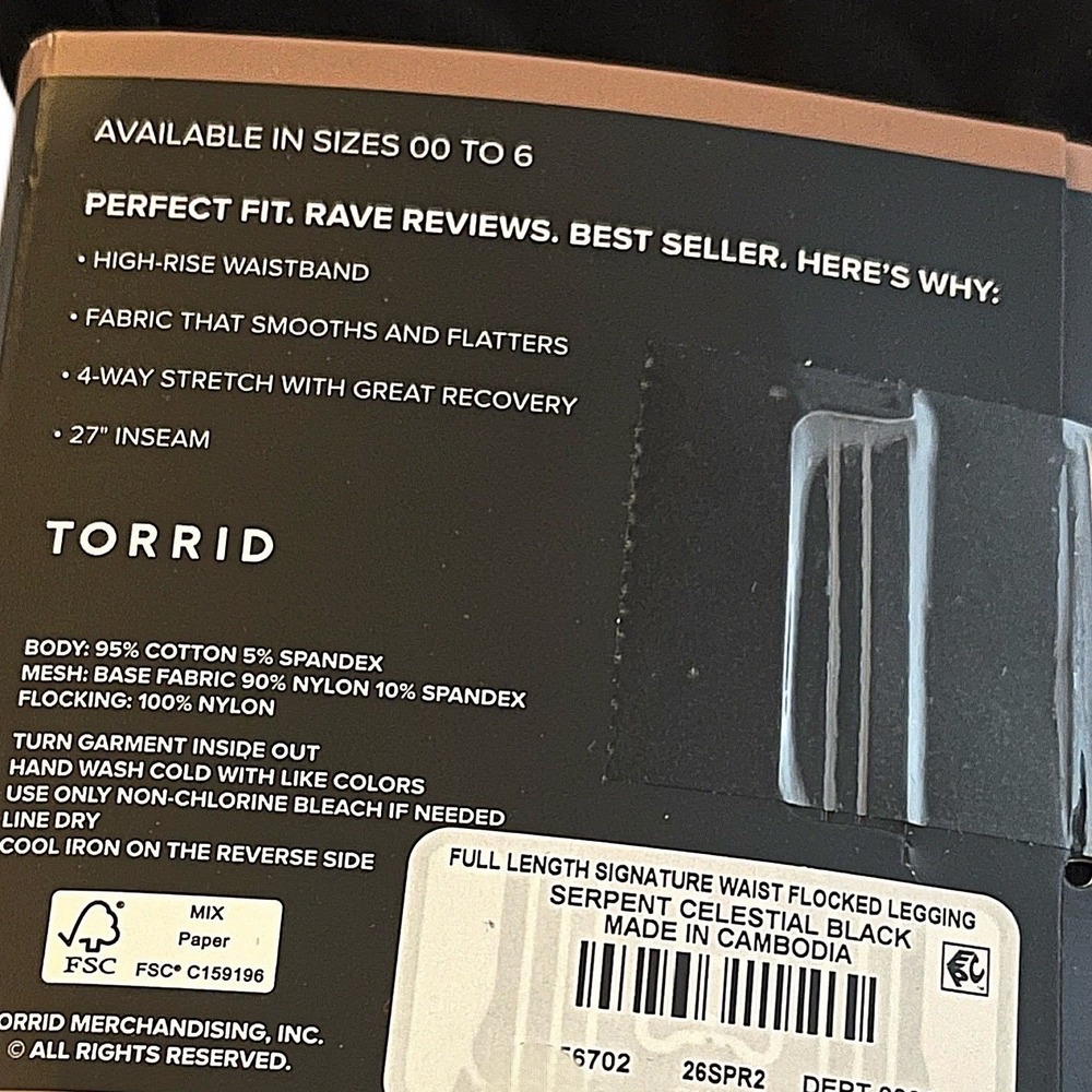 TORRID "Serpent Celestial" Black Flocked Leggings w/Attached Shorts NWT Size 1X - Picture 12 of 12
